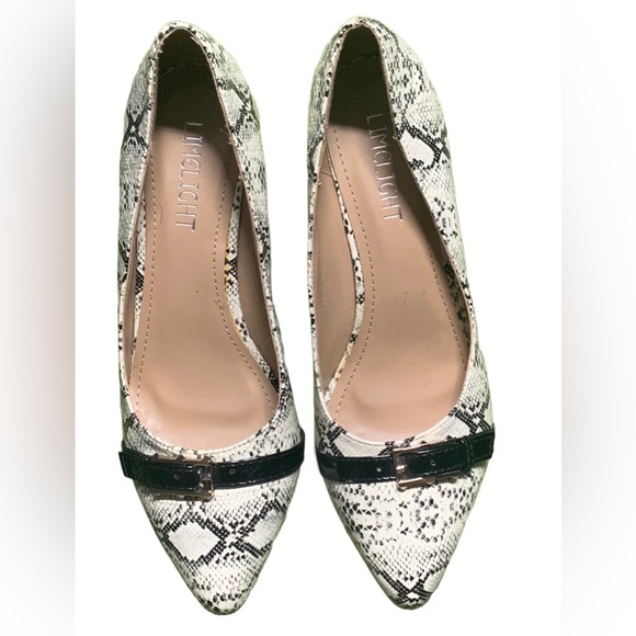 Limelight brand Black & White snake python print kitten heel pumps shoe sz 7 - Picture 4 of 11